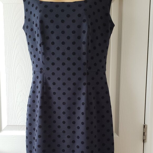 BANANA REPUBLIC Navy Blue With Black Velvet Dots Sleeveless Dress. NEW WITH TAG - Picture 2 of 7